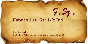 Fabritius Szilárd névjegykártya
